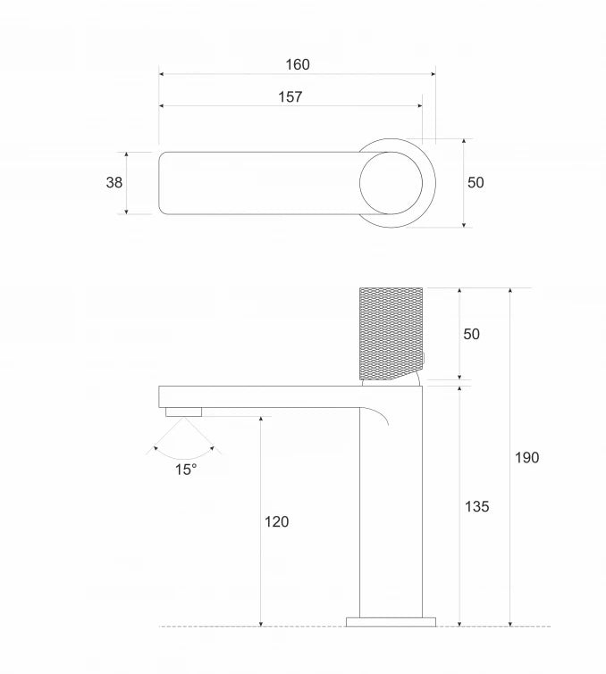 BATERIJA ZA LAVABO COPEN NOOK GRIP MAT CRNA / ROSE GOLD
