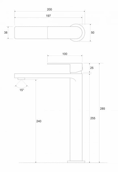 BATERIJA ZA LAVABO VISOKA COPEN NOOK MAT CRNA