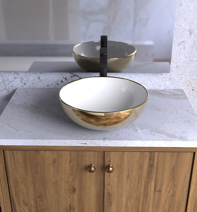 LAVABO COPEN NADGRADNI 415X415X155 ZLATNO BELI