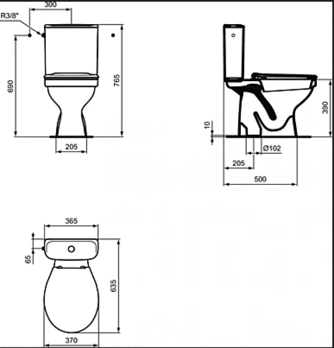 MONOBLOK IDEAL STANDARD ULYSSE SA WC DASKOM PLASTIČNE ŠARKE SIMPLON